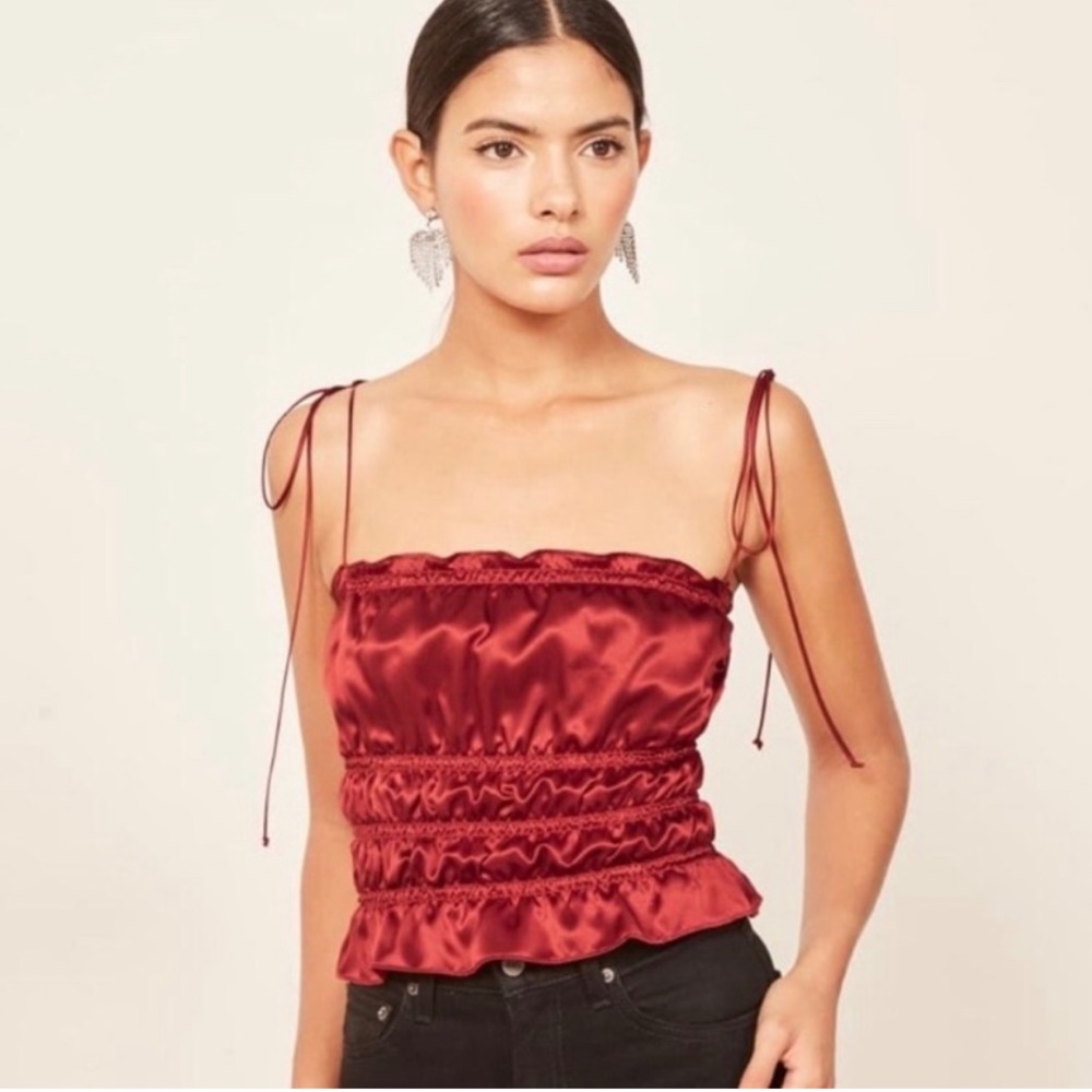 Reformation Viviana Top in Crimson